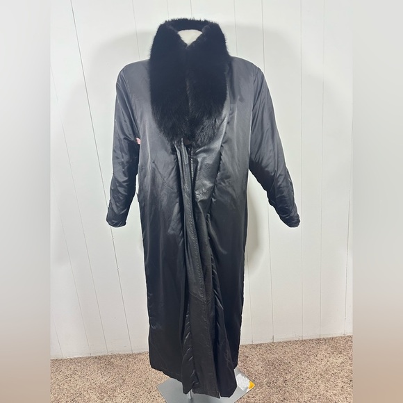 VTG Katie Full Length Womens Sz M Soft Leather Coat With Fox Lined Collar Belted - Picture 5 of 16